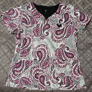 Med Couture Pink Paisley scrub top